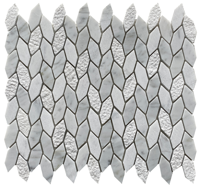 Carrara Super White Elongated Diamond Mosaic Matte